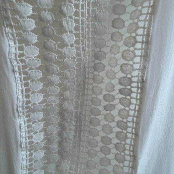 Solitary Swim White Beach Cover-Up Dress With Crochet And Fringe Sleeves - US S - Picture 3 of 8